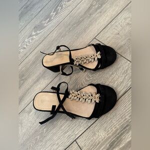 Chic Black Sandals with Crystal Accents